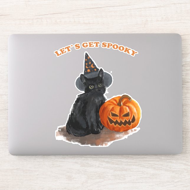 Adesivo Black Cat Spooky Halloween FUNNY (Computador)
