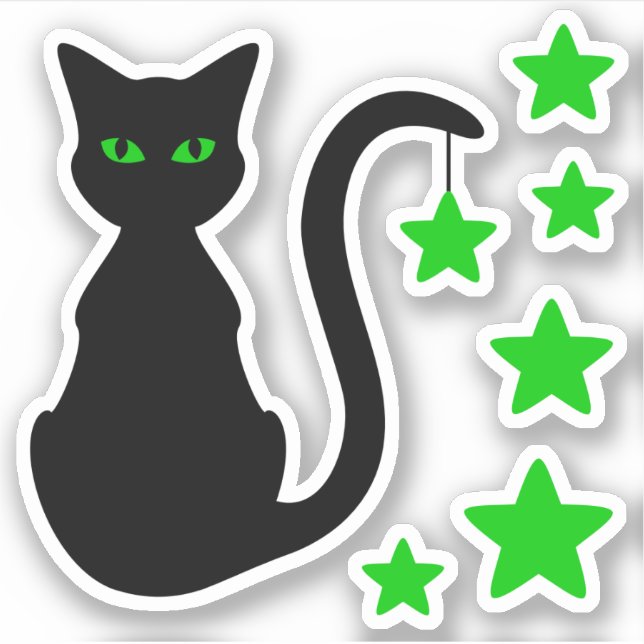 Adesivo Black Cat Stars Vinyl Stickers (Frente)