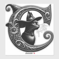 Black Cat Witchy - Letra C Personalizada Inicial