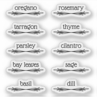 Adesivo Black Doodled Sprigs 10 Spice Herb Labels