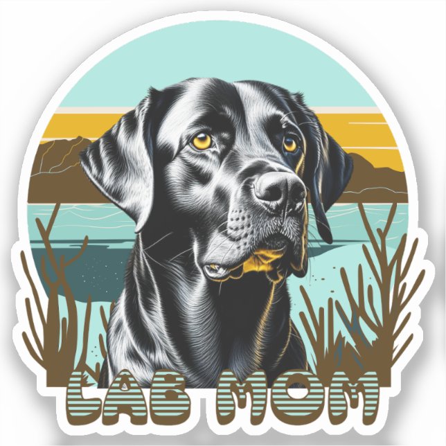 Adesivo Black Lab | Lab Mãe Cachorro Personalizado (Frente)