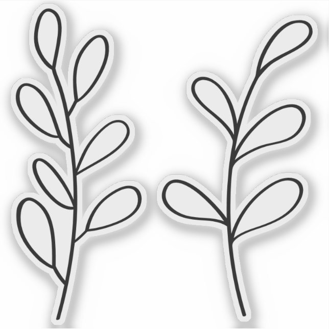Adesivo Black Outline Leaves, Two Custom Cut Small (Frente)