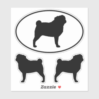 Adesivo Black Pug Silhouettes Cachorro Vinil Set