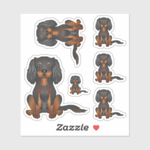 Adesivo Black & Tan Cavalier King Charles Spaniel Sentado