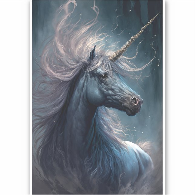 Adesivo Black Unicorn Fantasy Art (Frente)