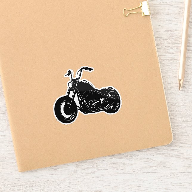 Adesivo Black White Classic Cruiser Motorcycle Vector Art (Notebook)