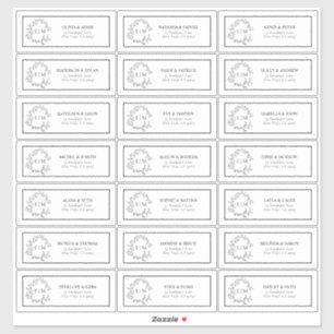 Adesivo Black & White Leaft Crest Monograma Endereço Convi