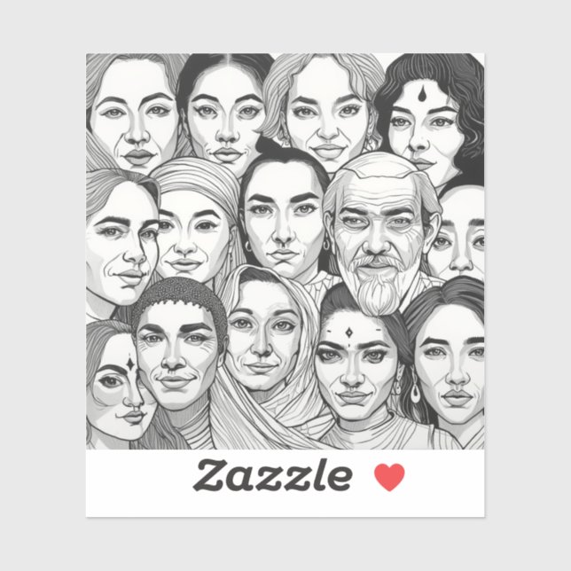 Adesivo Black & White Paintings Celebrating Diversity  (Folha)