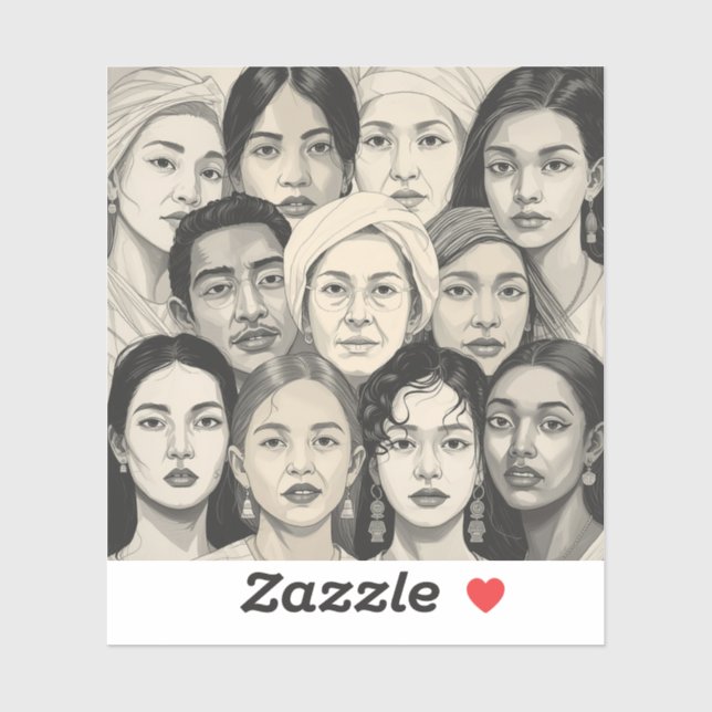 Adesivo Black & White Paintings Celebrating Diversity  (Folha)