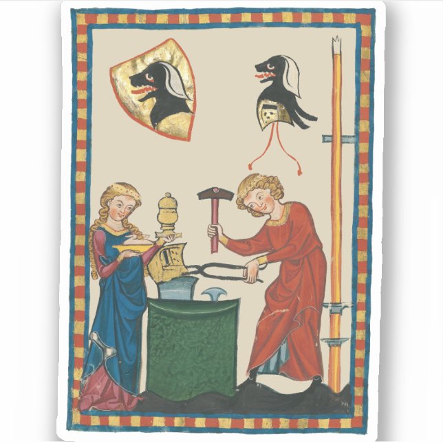 Adesivo Blacksmith Forging Helmet Medieval Art (Frente)