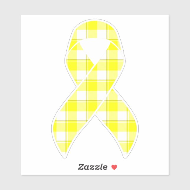 Adesivo Bladder Cancer Awareness Plaid Yellow Ribbon (Folha)