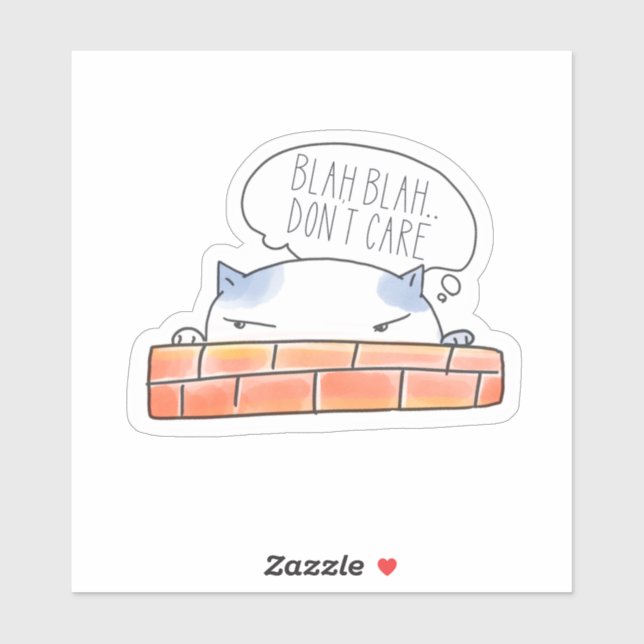 Adesivo Blah Blah Não se importa com Gatinho (Folha)