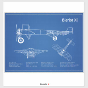 Adesivo Bleriot XI - Planos de desenho do avião