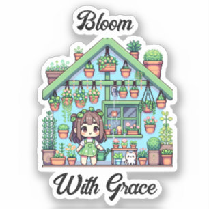 Adesivo Bloom com Grace   Rapariga Kawaii com Plantas