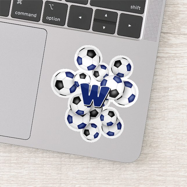 Adesivo blue black soccer balls sticker with monogram (Detalhe)
