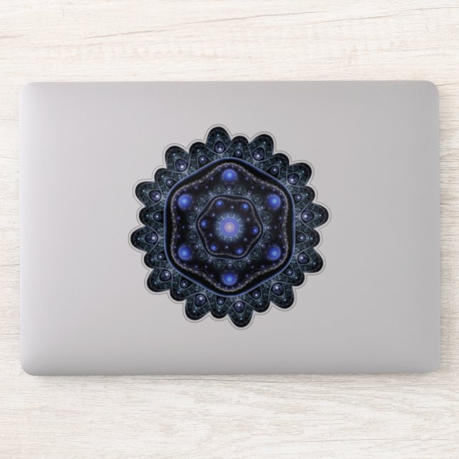 Adesivo Blue Black Tek Lace Boho Fractal Mandala (Computador)