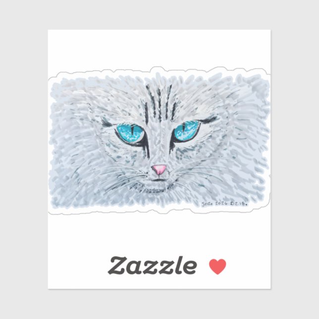 Adesivo Blue Eyed Fluffy Cat (Folha)