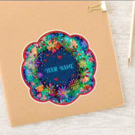 Adesivo Blue Floral Boho Trendent Name Inspirivity Sticker