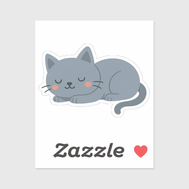 Adesivo Blue Gray Cat Sticker – Calm and Cozy Cartoon (Folha)