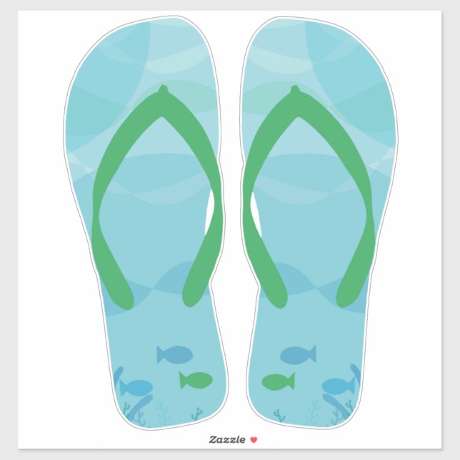 Adesivo Blue Green Beachy Chinelos Sandals de praia (Folha)