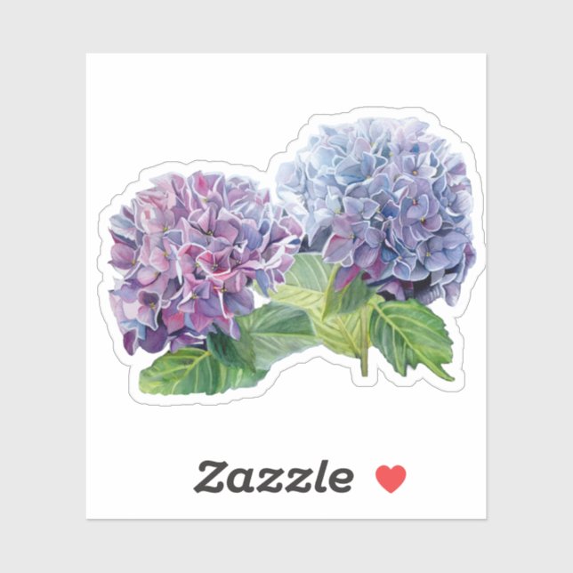 Adesivo Blue Hydrangea Watercolor Sticker (Folha)