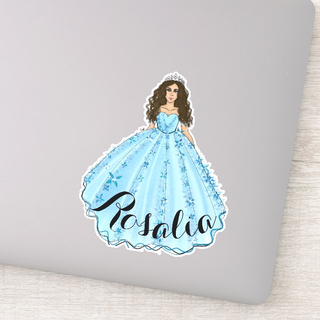 Adesivo Blue Quinceañera Custom Name Birthday Sticker (Detalhe)