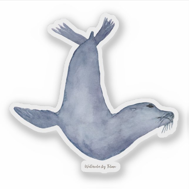 Adesivo Blue seal watercolor illustration (Frente)