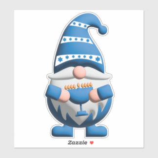 Adesivo Blue White Hanukkah Gnome holding Menorah