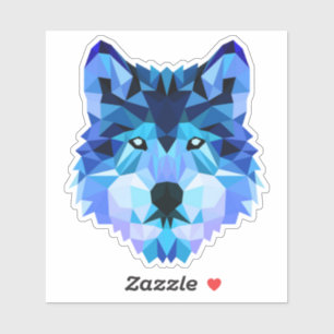 Adesivo Blue Wolf Head Low Poly Art
