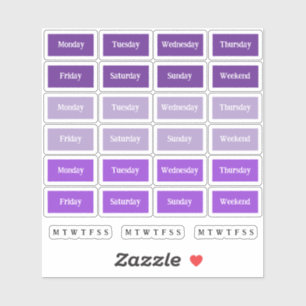 Adesivo Blurbs. Dias Da Semana - Matizes Roxos