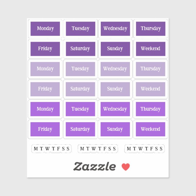 Adesivo Blurbs. Dias Da Semana - Matizes Roxos (Folha)