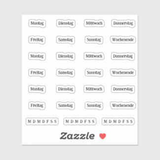 Adesivo Blurbs. Dias Da Semana - Transparente (DEUTSCH)