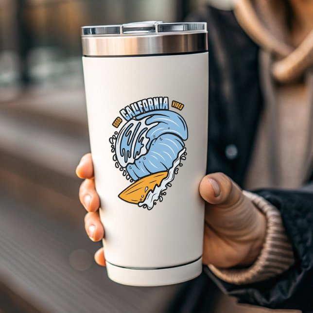 Adesivo Boa Califórnia Vibes Surfing | Autocolante (Good California Vibes Surfer Vinyl Sticker PiggyPrint Stickers.)