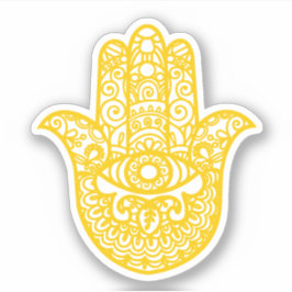 Adesivo Boa sorte para a Mão de Khamsa Amarela