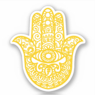 Adesivo Boa sorte para a Mão de Khamsa Amarela