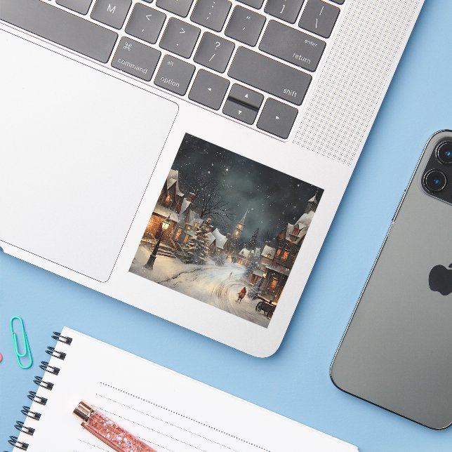 Adesivo Boa vila de Natal na noite de Natal. (Notebook com iPhone)