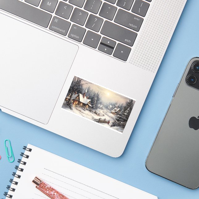 Adesivo Boa vila na noite de Natal (Notebook com iPhone)