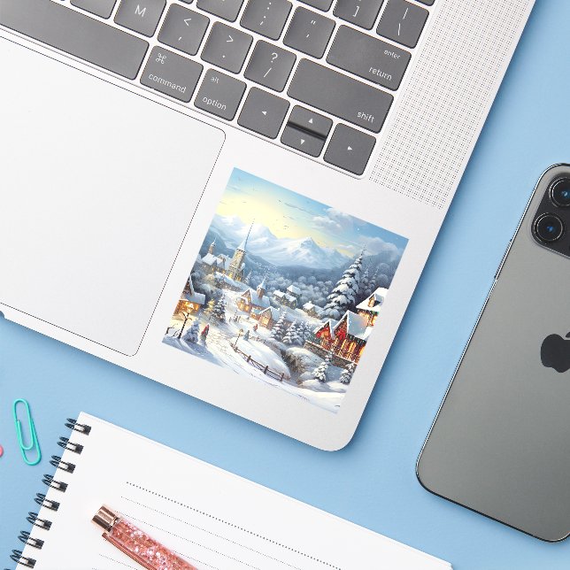 Adesivo Boa vila no dia de Natal (Notebook com iPhone)