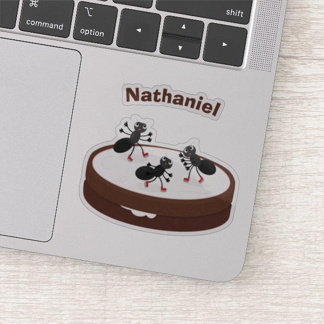 Adesivo Boas formigas patinando em desenho de biscoito (Detalhe)