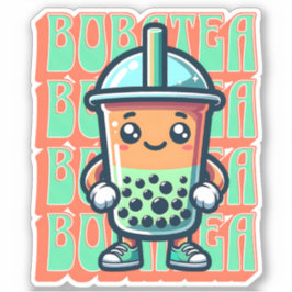 Adesivo Boba Bubble Tea Kawaii Cute Cartoon