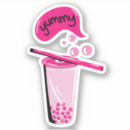 Adesivo boba chá bble leite matcha chá chá rosa amante de