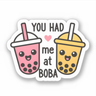 Adesivo Boba de Chá Fofo Você Me Conquistou no Boba Rosa A