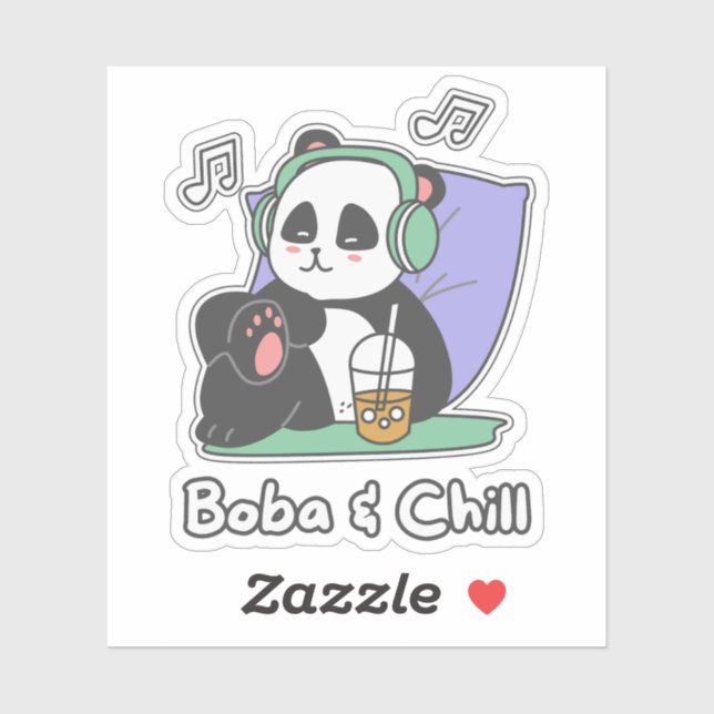 Adesivo Boba e Chill, Bubble Tea Boba Kawaii (Folha)