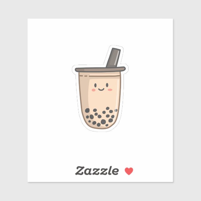 Adesivo Boba Tea | Bolha de leite Tea Kawaii Sticker (Folha)
