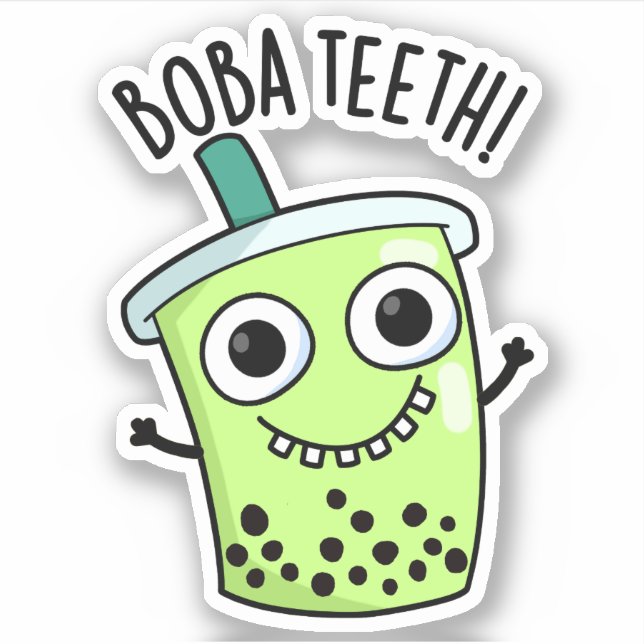 Adesivo Boba Teeth Engraçada Boba Tea Pun (Frente)