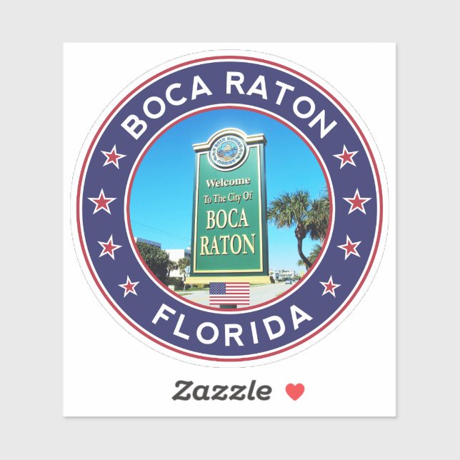 Adesivo Boca Raton Flórida, Boca Raton (Folha)