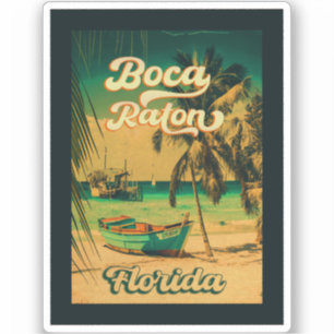 Adesivo Boca Raton Florida Palm Tree Beach Vintage FL