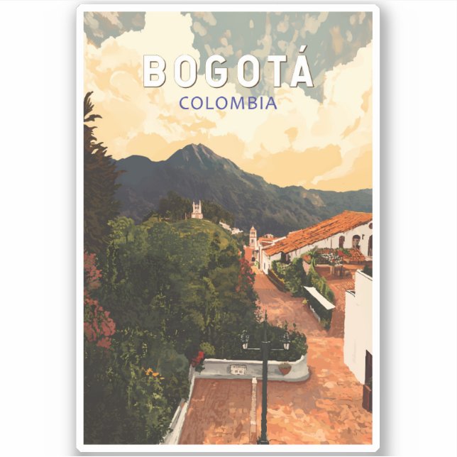 Adesivo Bogota Colombia Illustration Viagem Art Vintage (Frente)