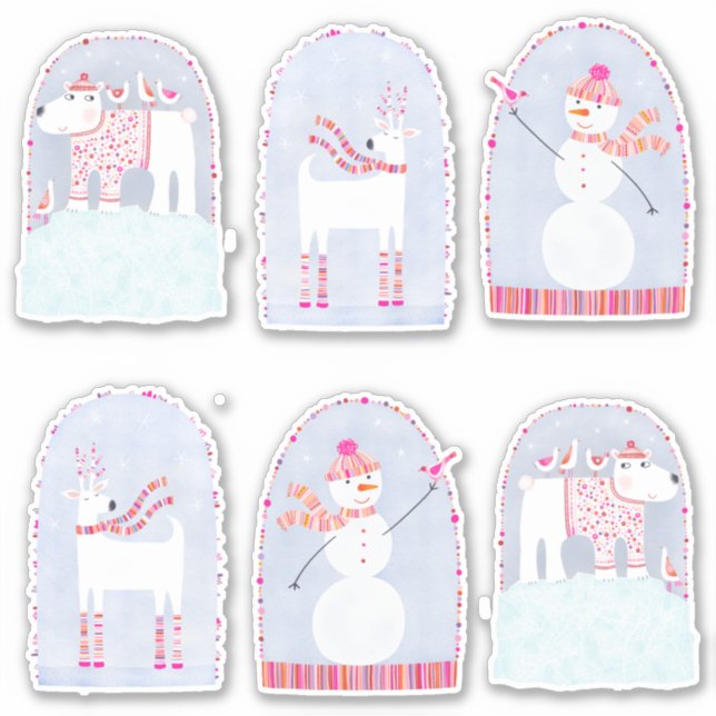 Adesivo Boho Christmas Winter Veer Bear and Snowman (Frente)
