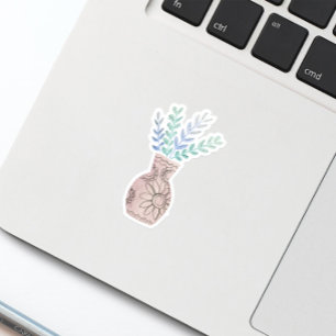 Adesivo Boho Floral Floral Vase Blue Sticker